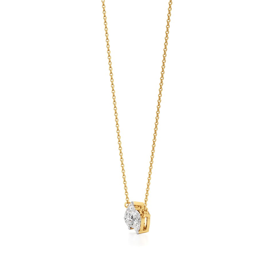 14k Yellow Gold Exquisite Toi et Moi Necklace