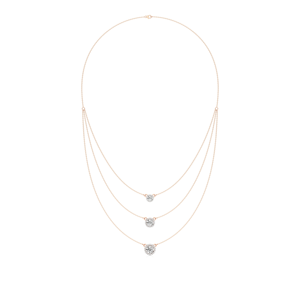 14k Rose Gold A sophisticated three Layered Necklace