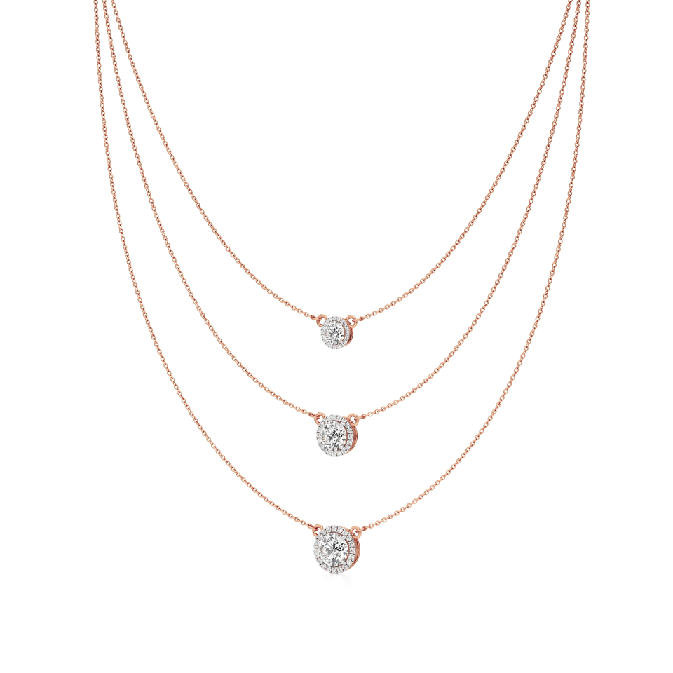 14k Rose Gold A sophisticated three Layered Necklace