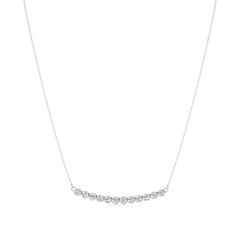 14k White Gold Elysian Bezel Bar Necklace