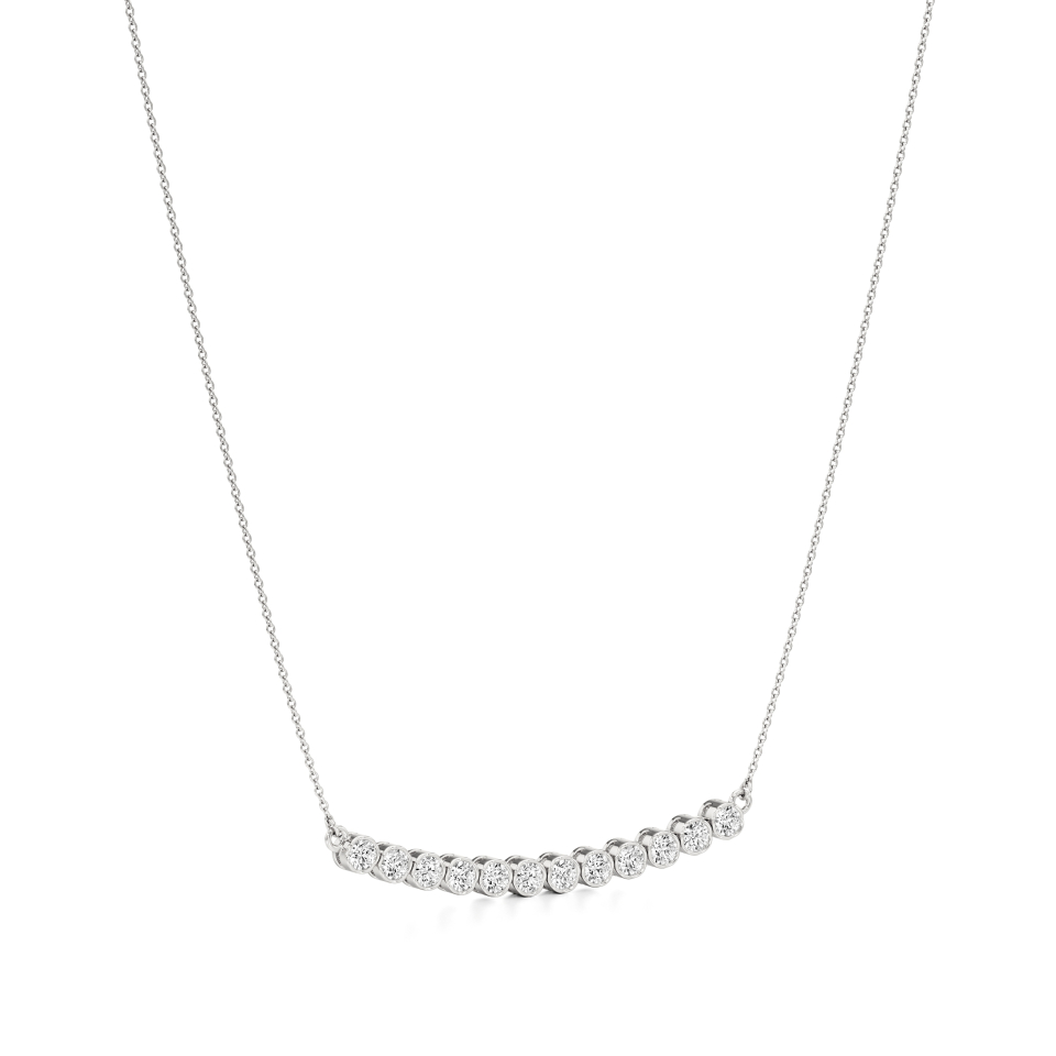 14k White Gold Elysian Bezel Bar Necklace