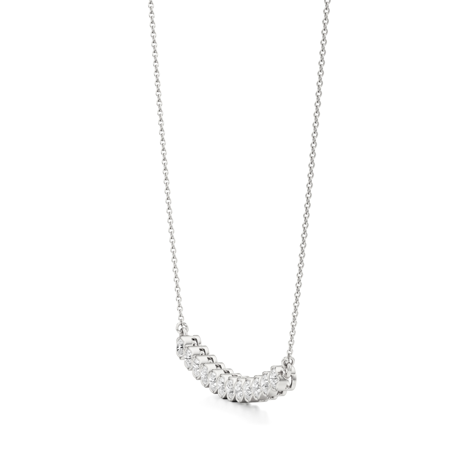 14k White Gold Elysian Bezel Bar Necklace