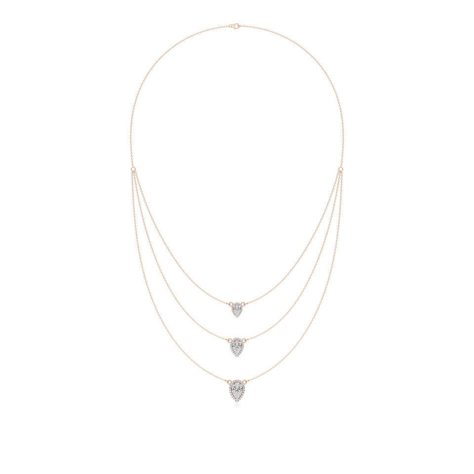 14k Rose Gold An exquisite three Layered Necklace