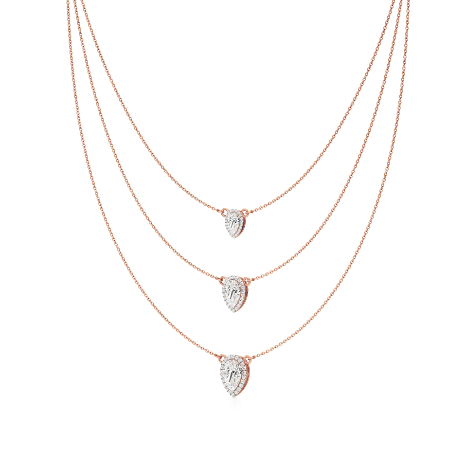 14k Rose Gold An exquisite three Layered Necklace