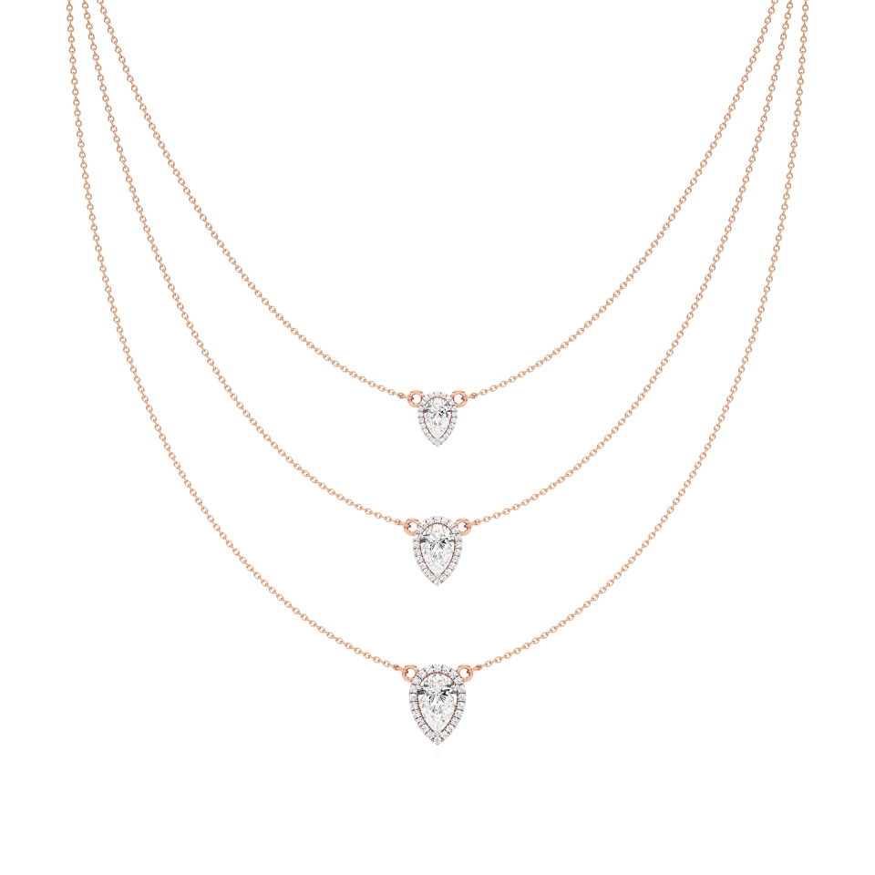14k Rose Gold An exquisite three Layered Necklace
