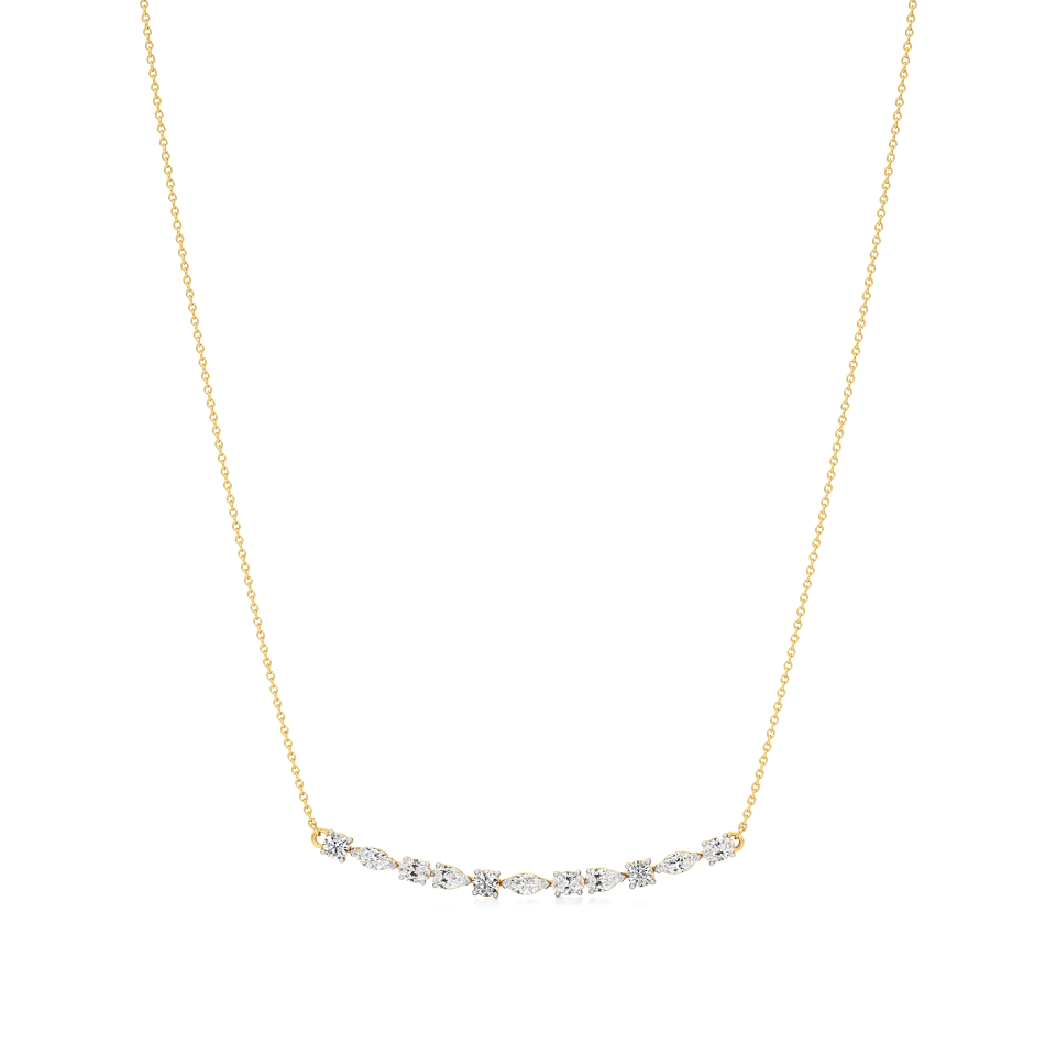 14k Yellow Gold Radiant Multishape Bar Necklace