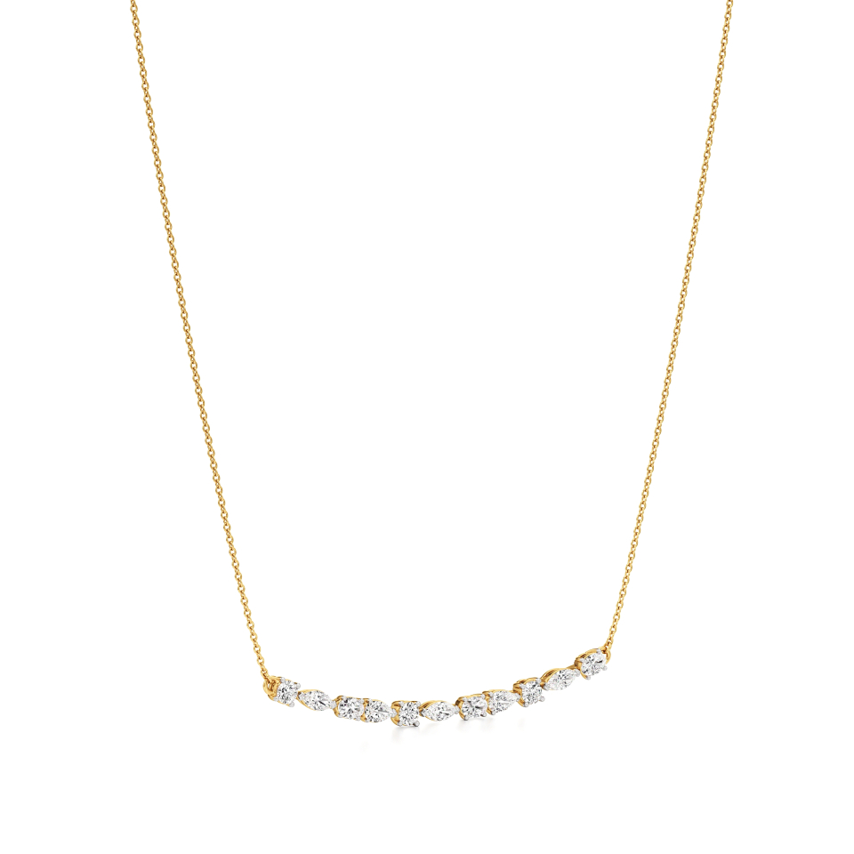 14k Yellow Gold Radiant Multishape Bar Necklace