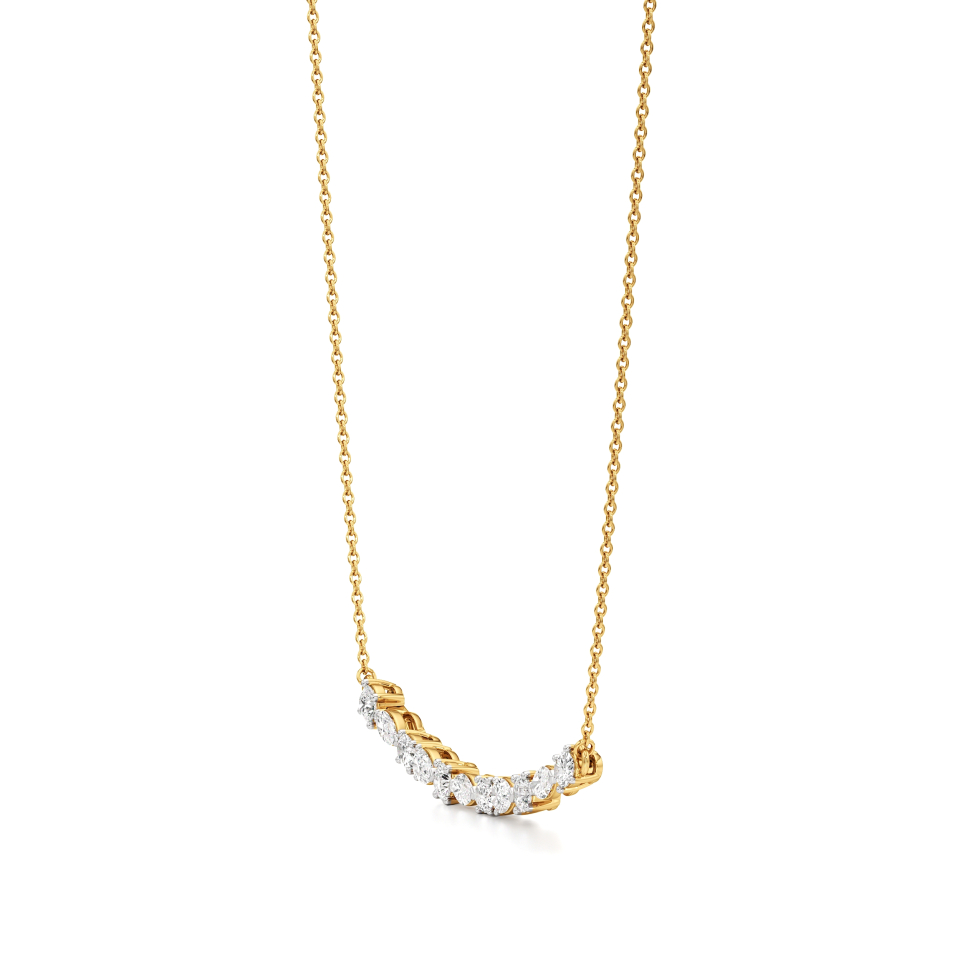 14k Yellow Gold Radiant Multishape Bar Necklace