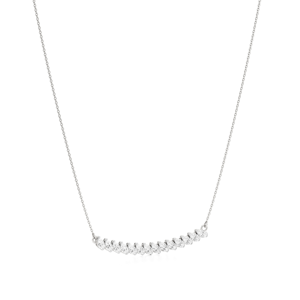 14k White Gold Pearluxe Nick Setting Bar Necklace