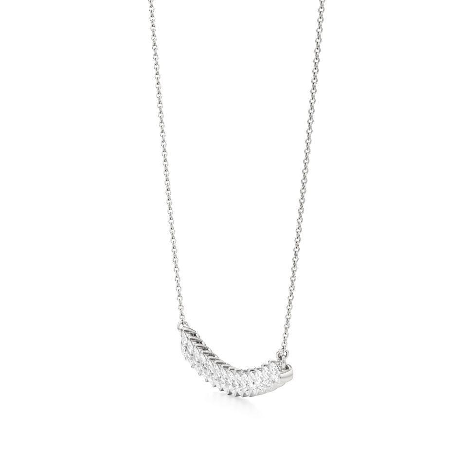 14k White Gold Pearluxe Nick Setting Bar Necklace
