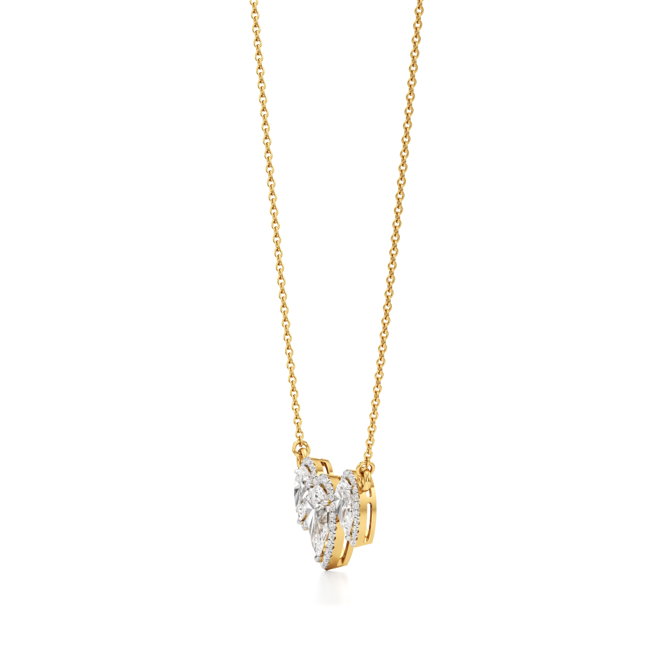14k Yellow Gold Pearluxe Halo Pendant Necklace