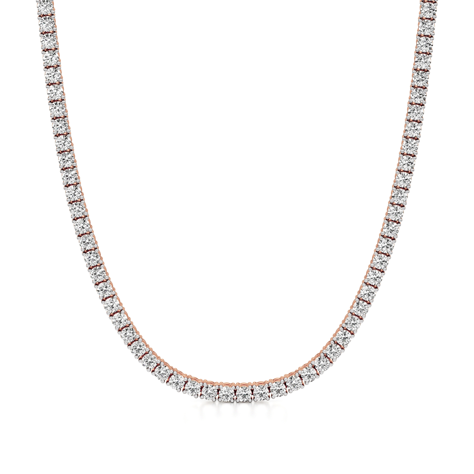 14k Rose Gold Luxurious Four Prong Tennis Necklace