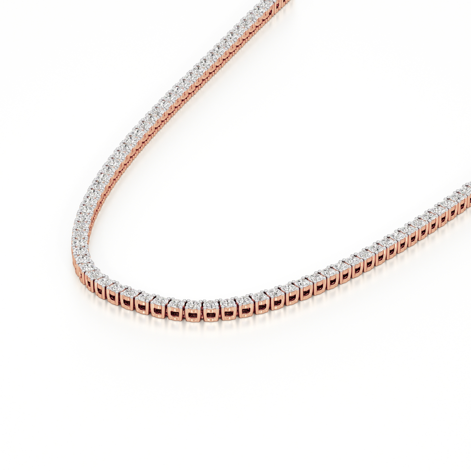 14k Rose Gold Luxurious Four Prong Tennis Necklace