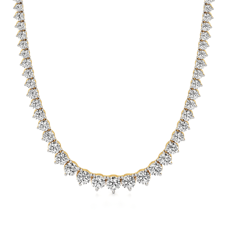 14k Yellow Gold Graduated Diamond Riviera Necklace