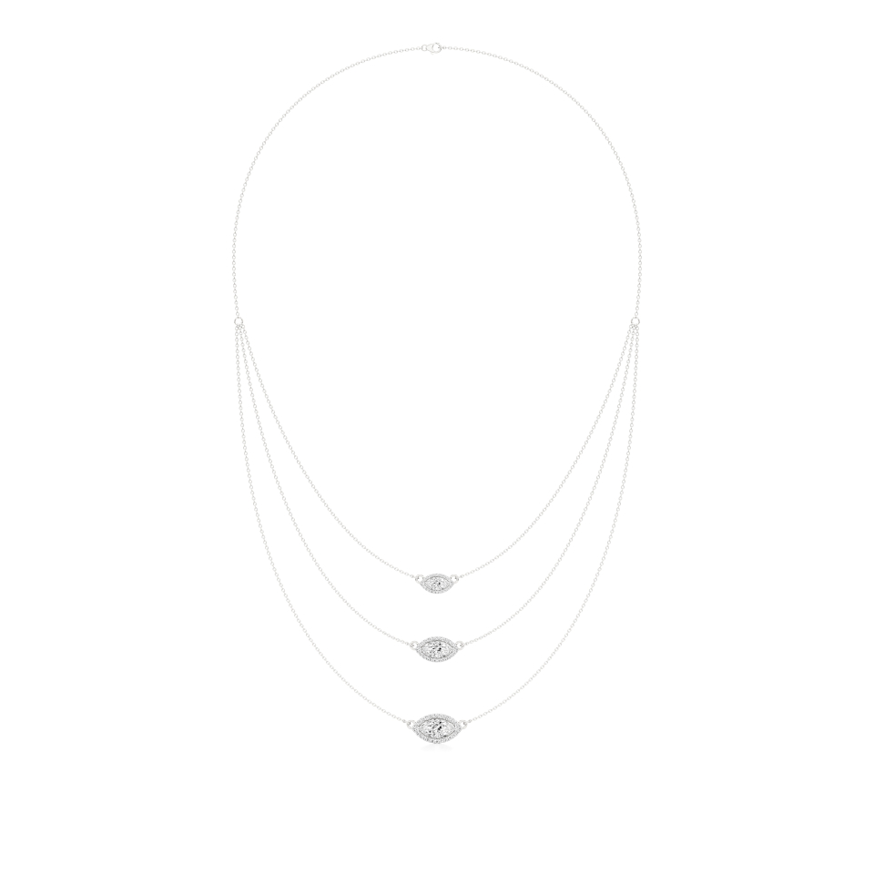 14k White Gold Triple-Tiered Graceful Necklace