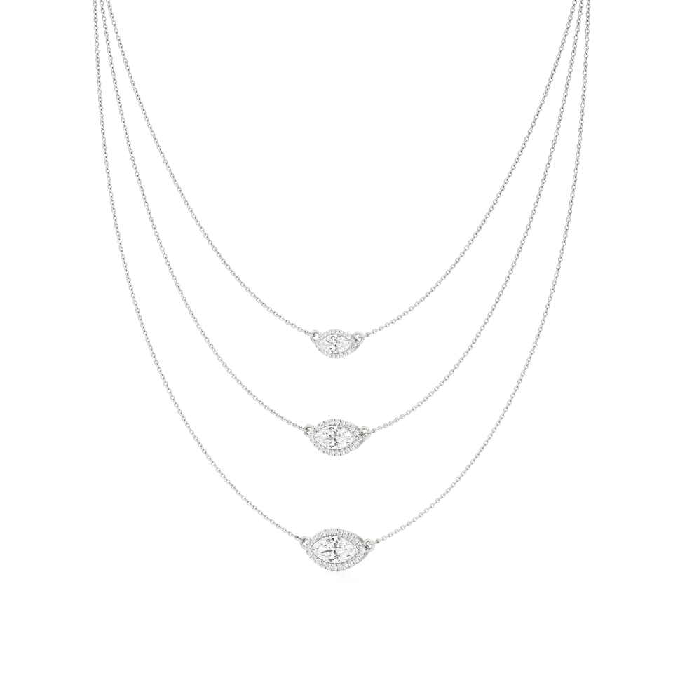 14k White Gold Triple-Tiered Graceful Necklace