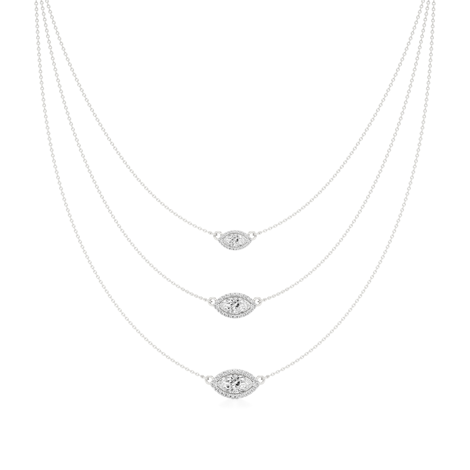 14k White Gold Triple-Tiered Graceful Necklace