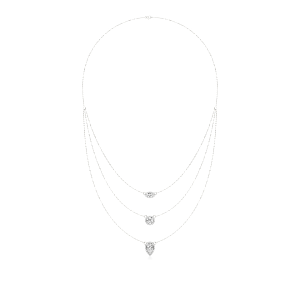 14k White Gold Elegance Personified 3 Layered Necklace