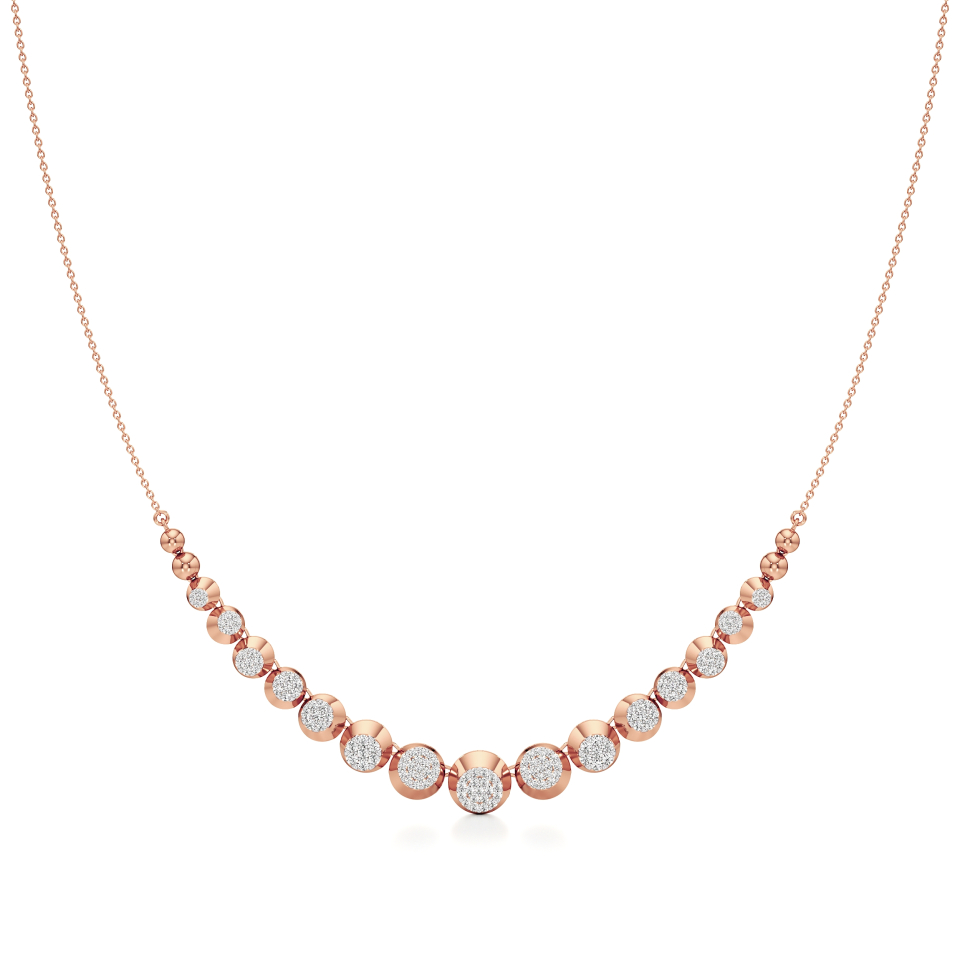 14k Rose Gold Golden Sparkle Diamond Necklace