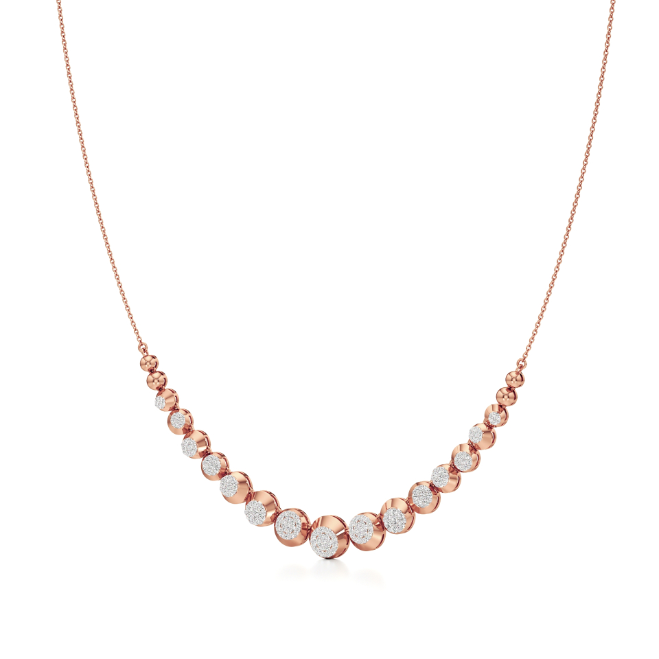 14k Rose Gold Golden Sparkle Diamond Necklace