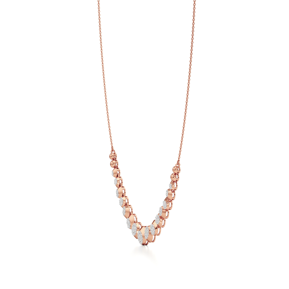 14k Rose Gold Golden Sparkle Diamond Necklace
