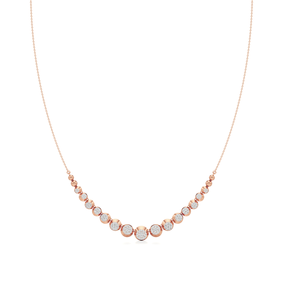14k Rose Gold Golden Sparkle Diamond Necklace