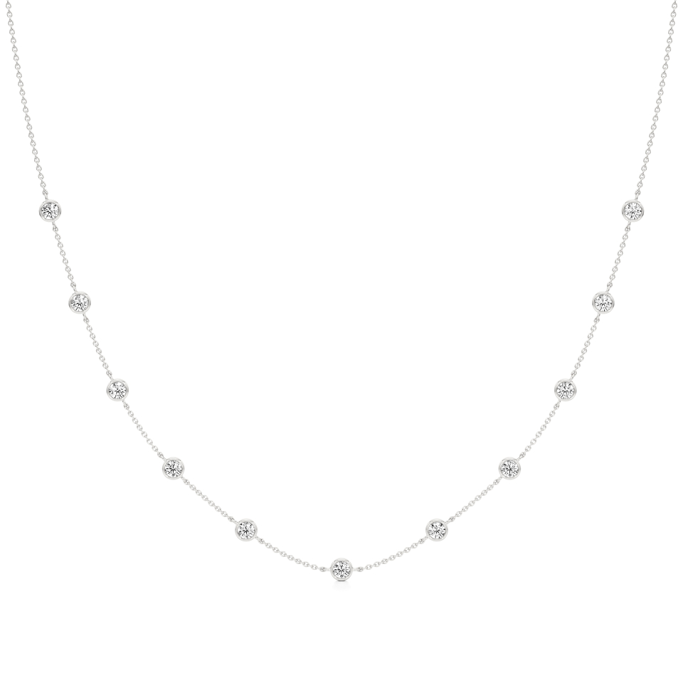 14k White Gold Golden Glimmer Diamond Necklace