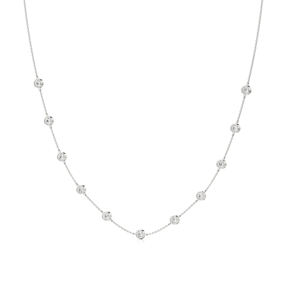 14k White Gold Golden Glimmer Diamond Necklace