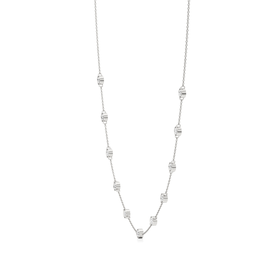 14k White Gold Golden Glimmer Diamond Necklace