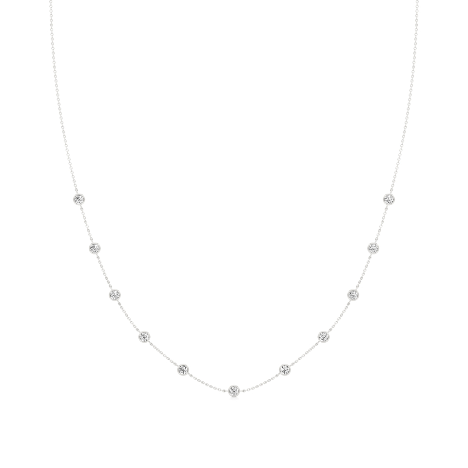 14k White Gold Golden Glimmer Diamond Necklace