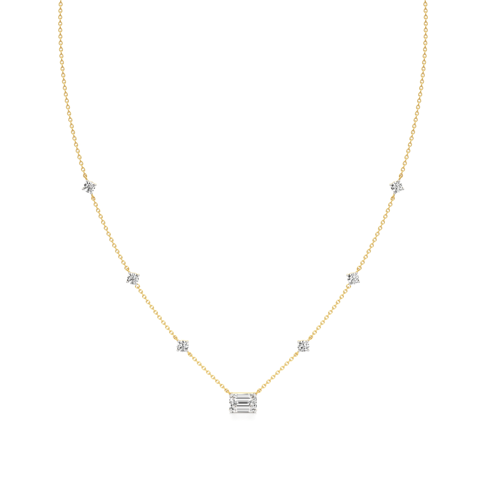 14k Yellow Gold Radiant Solitaire Diamond Necklace
