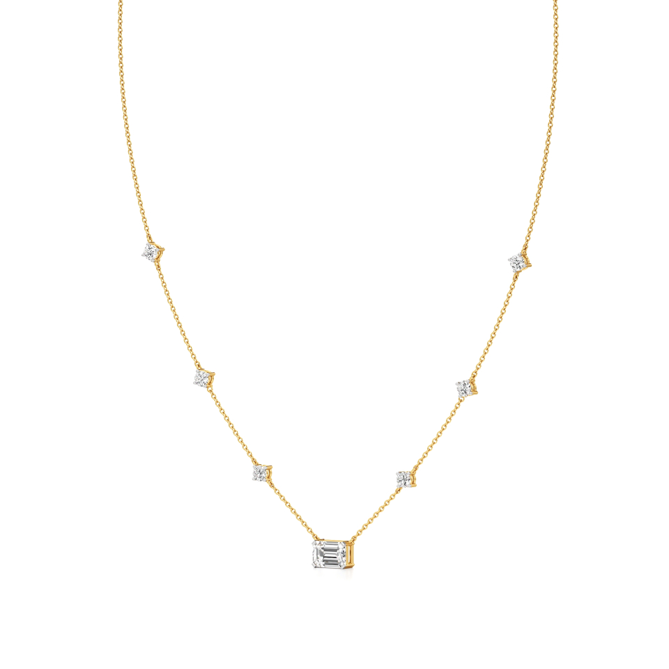 14k Yellow Gold Radiant Solitaire Diamond Necklace