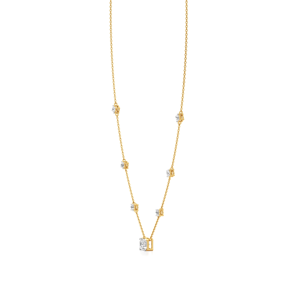 14k Yellow Gold Radiant Solitaire Diamond Necklace