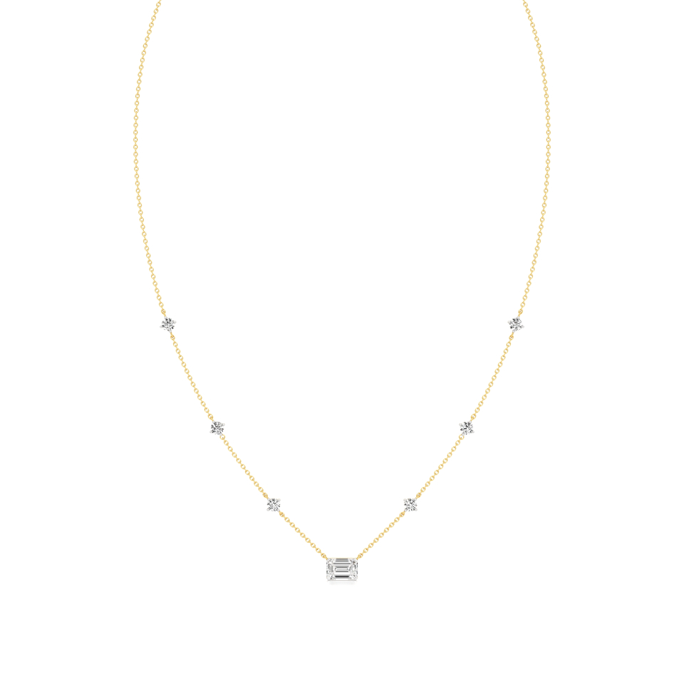 14k Yellow Gold Radiant Solitaire Diamond Necklace