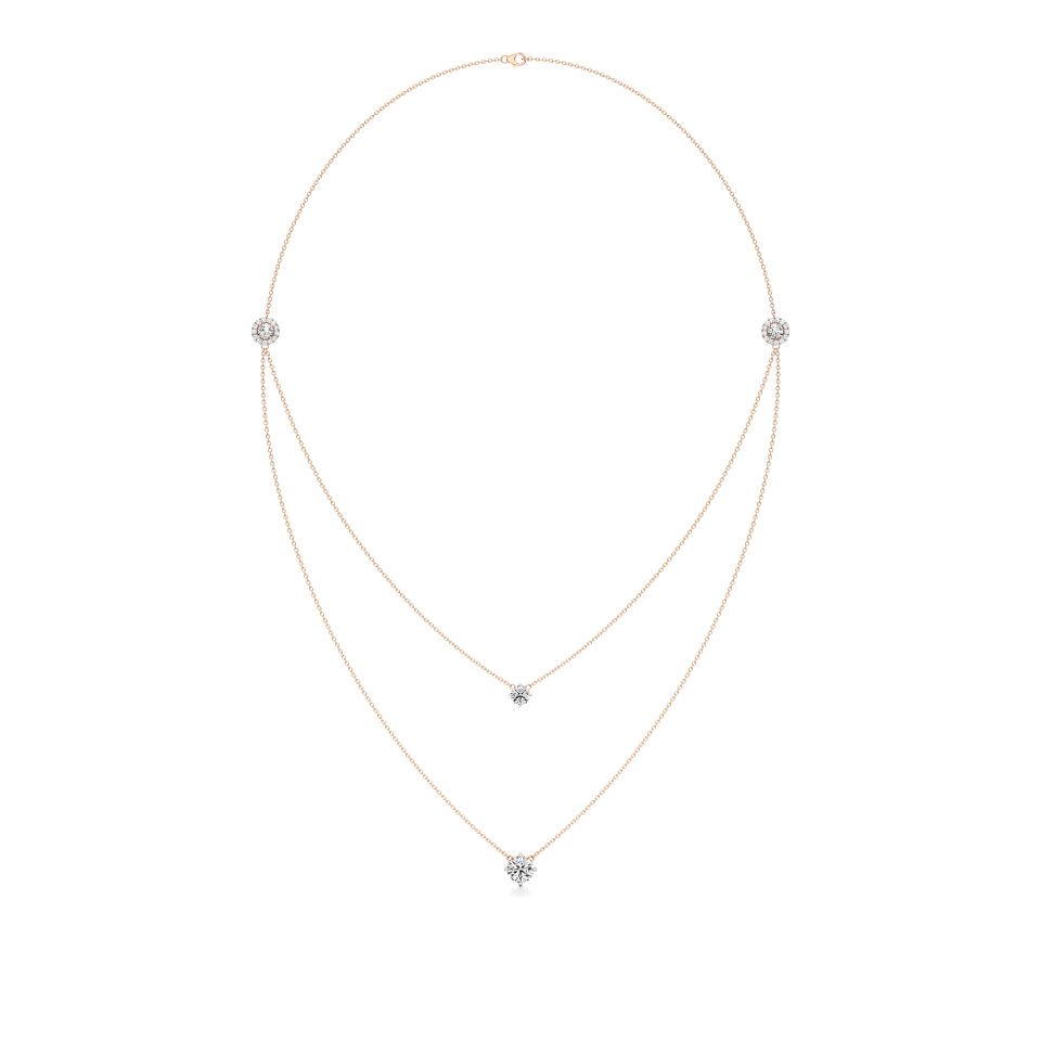 14k Rose Gold Dual Elegance Diamond Necklace