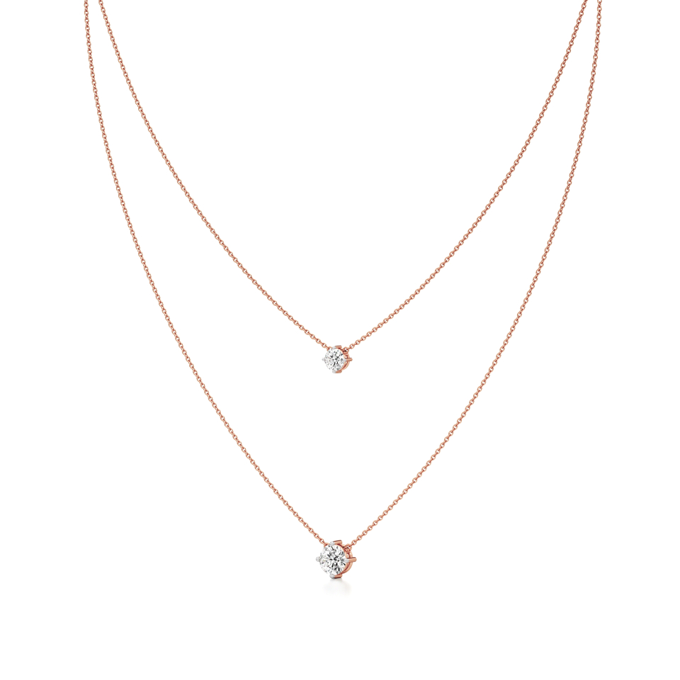 14k Rose Gold Dual Elegance Diamond Necklace