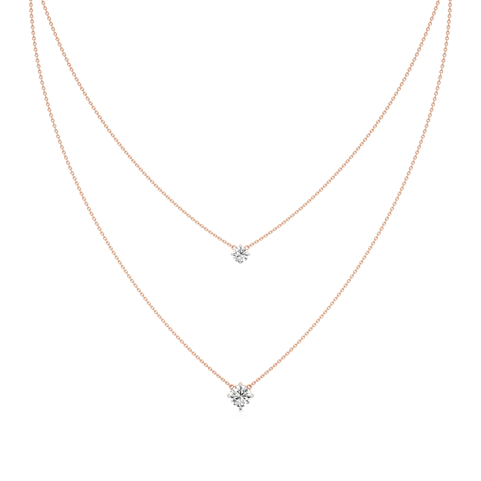 14k Rose Gold Dual Elegance Diamond Necklace