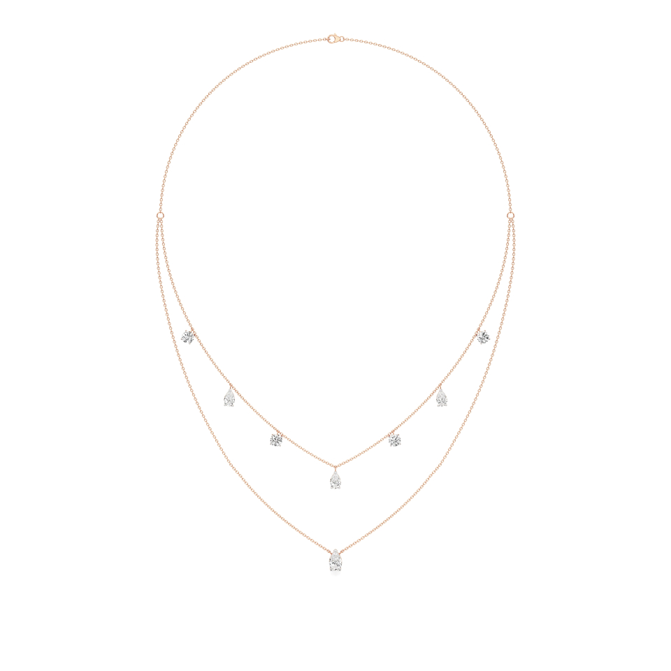 14k Rose Gold Celestial Drops Diamond Necklace