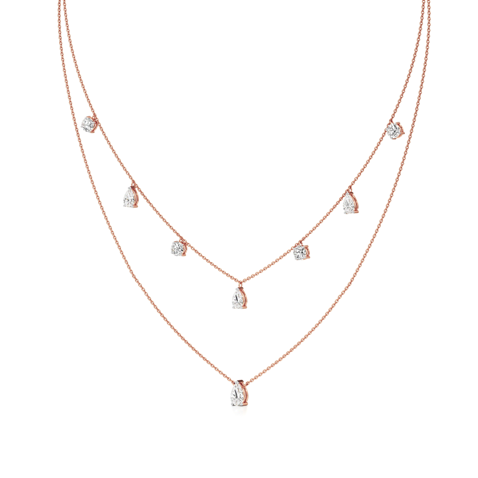 14k Rose Gold Celestial Drops Diamond Necklace