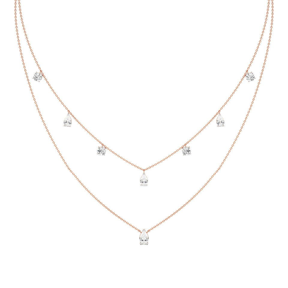 14k Rose Gold Celestial Drops Diamond Necklace