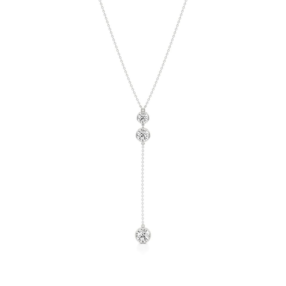 14k White Gold Radiant Drop Diamond Necklace