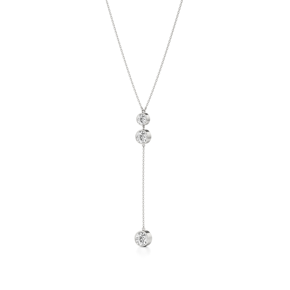 14k White Gold Radiant Drop Diamond Necklace