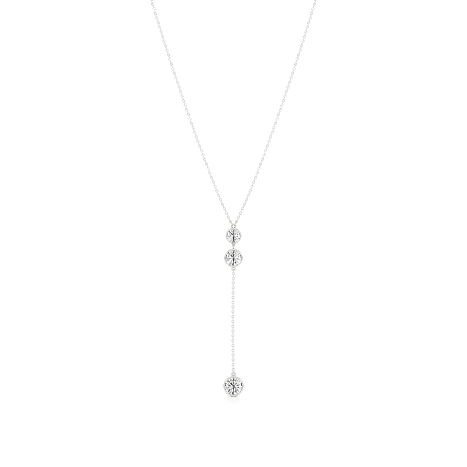 14k White Gold Radiant Drop Diamond Necklace