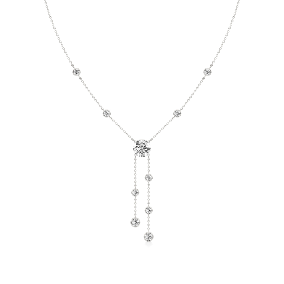 14k White Gold Twilight Cascade Diamond Necklace