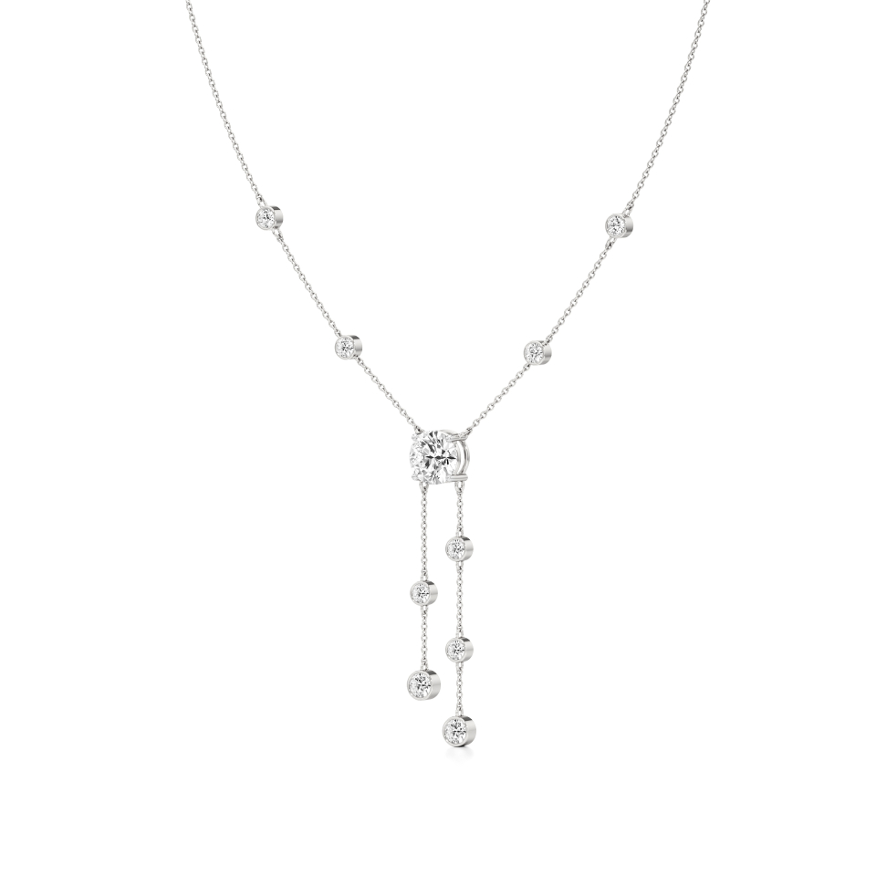14k White Gold Twilight Cascade Diamond Necklace
