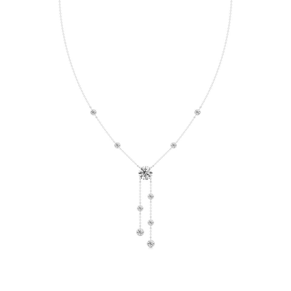 14k White Gold Twilight Cascade Diamond Necklace