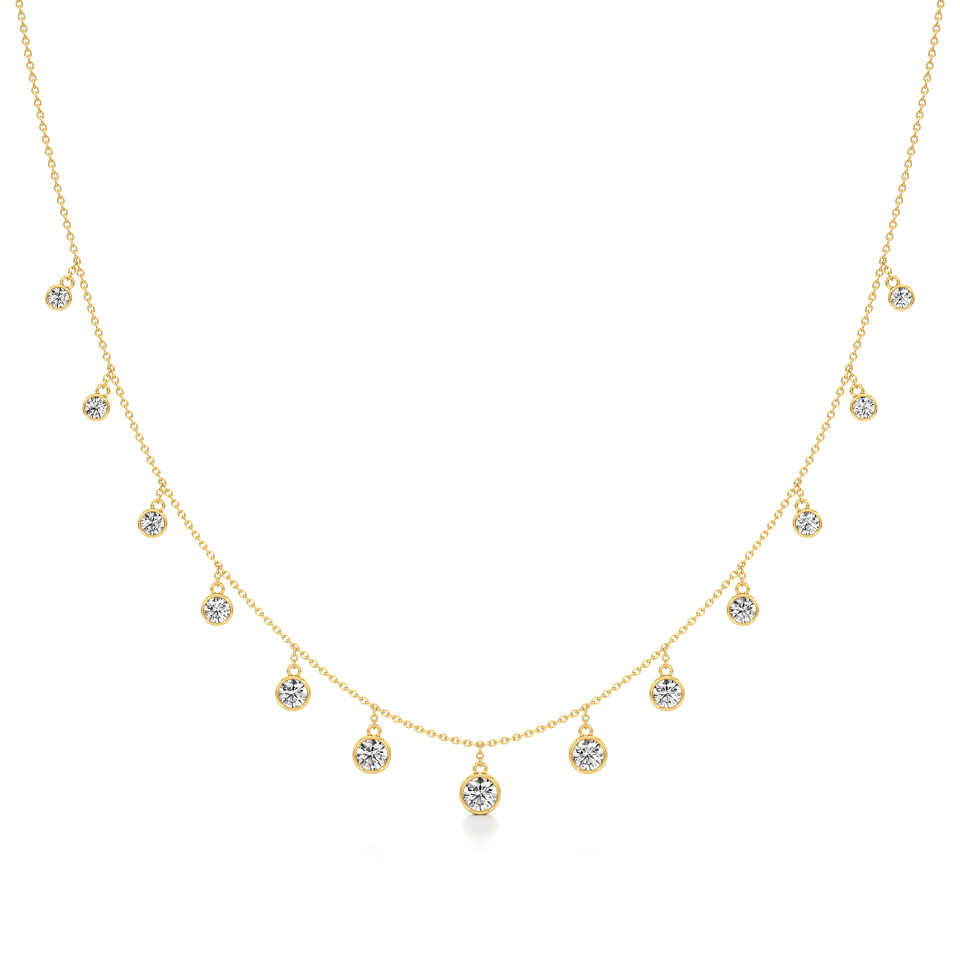 14k Yellow Gold Golden Dewdrop Diamond Necklace