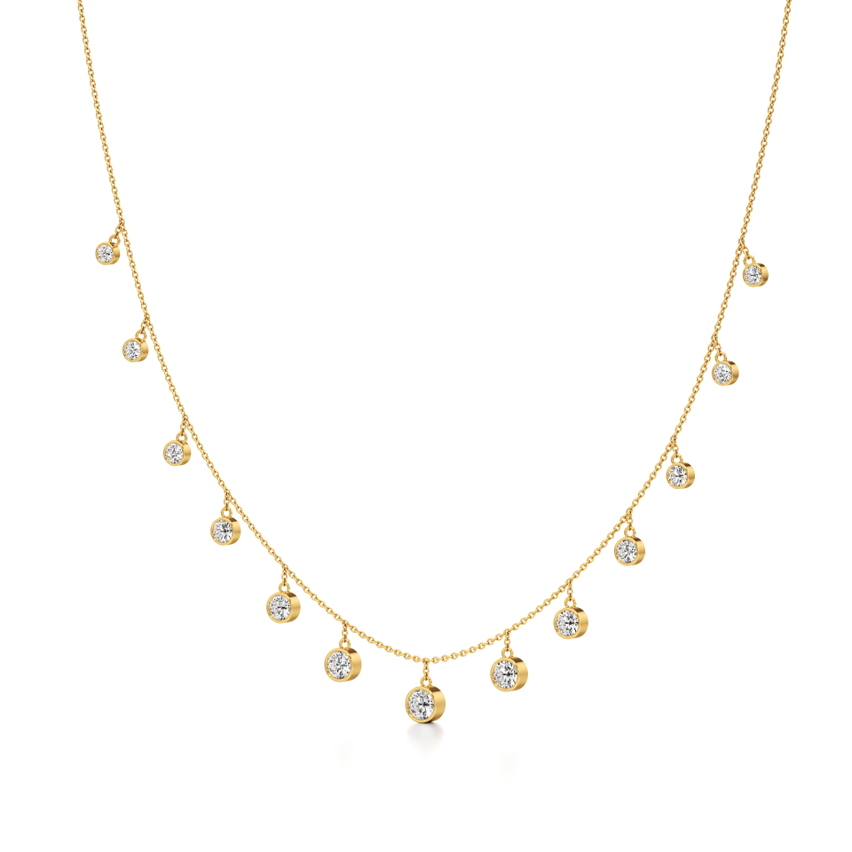 14k Yellow Gold Golden Dewdrop Diamond Necklace
