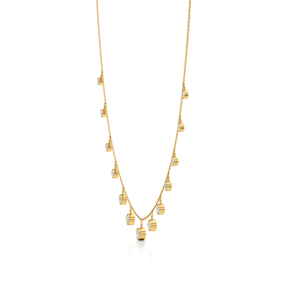 14k Yellow Gold Golden Dewdrop Diamond Necklace