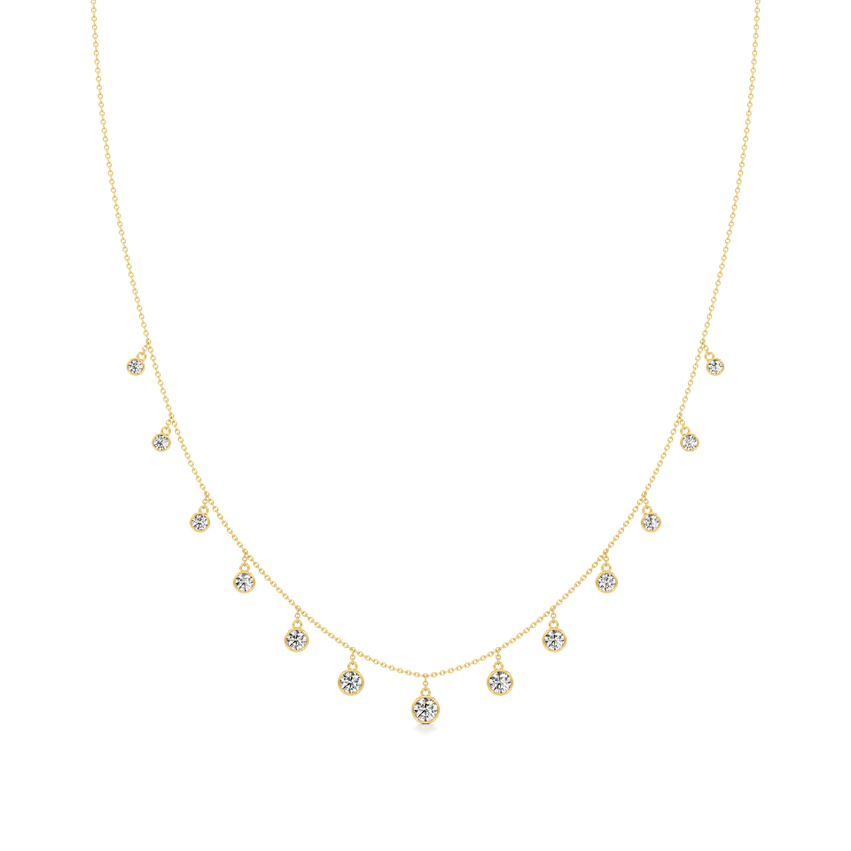 14k Yellow Gold Golden Dewdrop Diamond Necklace